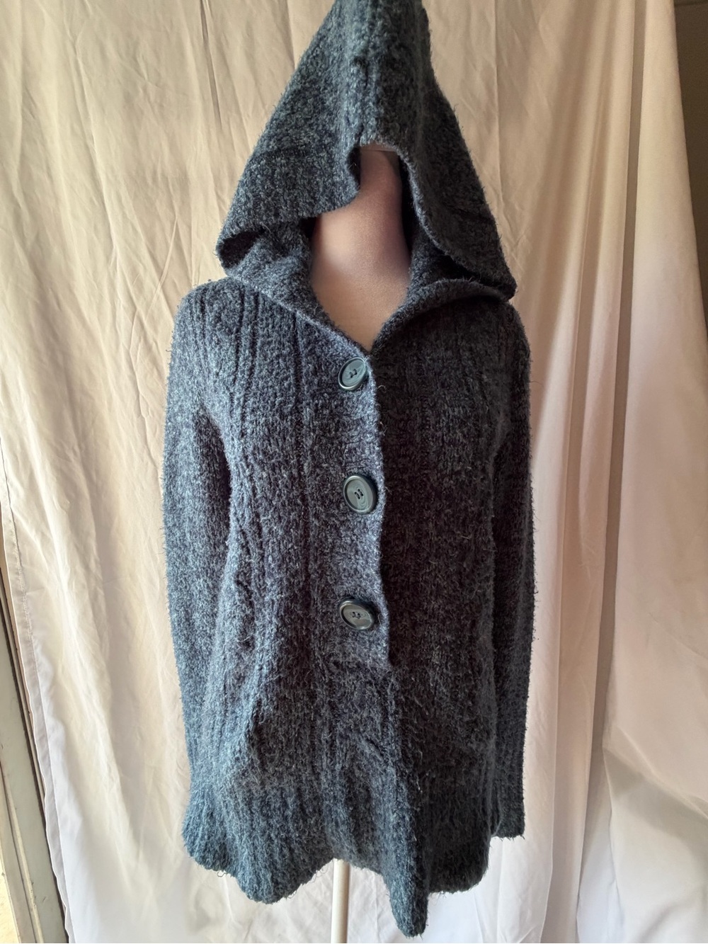 Arizona Jean Company Hooded Button-Front Cardigan - Charcoal